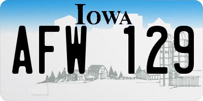 IA license plate AFW129