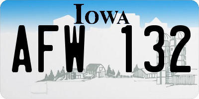IA license plate AFW132
