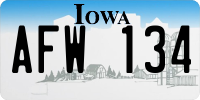 IA license plate AFW134