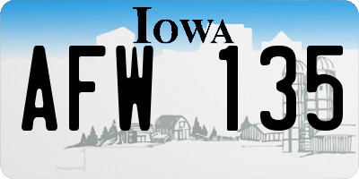 IA license plate AFW135