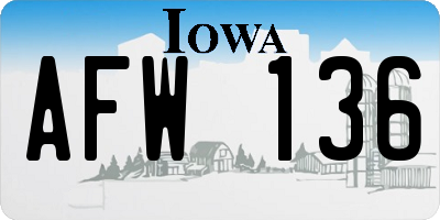 IA license plate AFW136