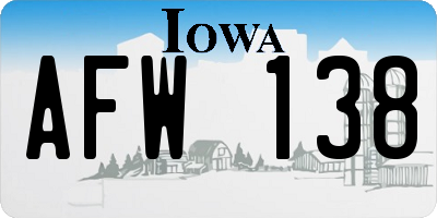 IA license plate AFW138