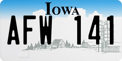 IA license plate AFW141