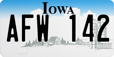 IA license plate AFW142