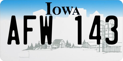 IA license plate AFW143