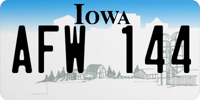 IA license plate AFW144