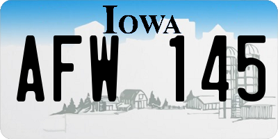 IA license plate AFW145