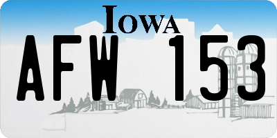 IA license plate AFW153