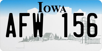 IA license plate AFW156