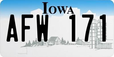 IA license plate AFW171