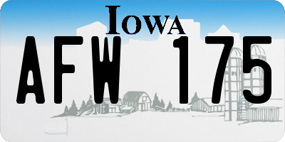 IA license plate AFW175