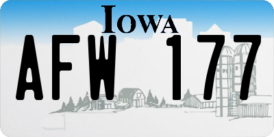 IA license plate AFW177