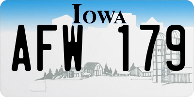 IA license plate AFW179