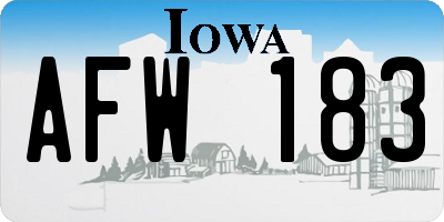 IA license plate AFW183