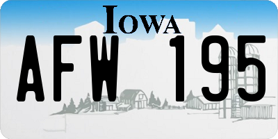 IA license plate AFW195