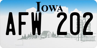 IA license plate AFW202