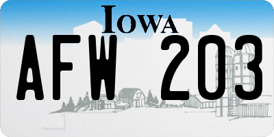 IA license plate AFW203