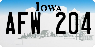 IA license plate AFW204