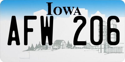 IA license plate AFW206