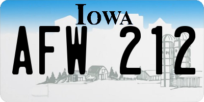 IA license plate AFW212
