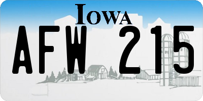 IA license plate AFW215