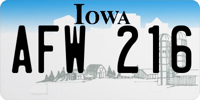 IA license plate AFW216