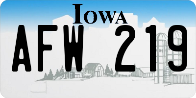 IA license plate AFW219