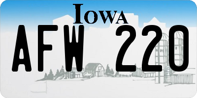 IA license plate AFW220