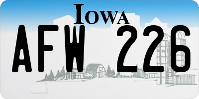 IA license plate AFW226