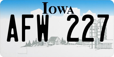 IA license plate AFW227