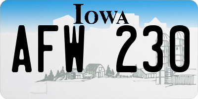 IA license plate AFW230