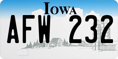 IA license plate AFW232