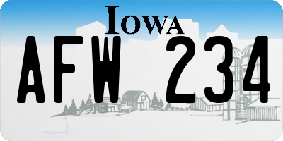 IA license plate AFW234
