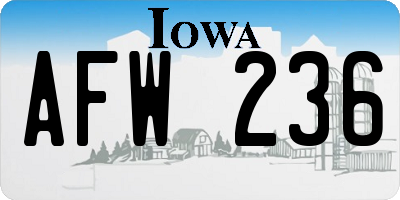 IA license plate AFW236