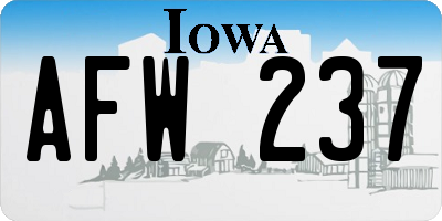 IA license plate AFW237