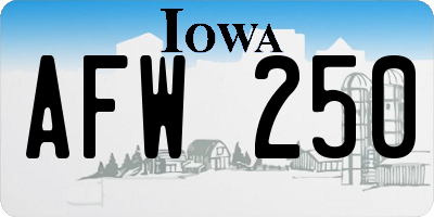 IA license plate AFW250