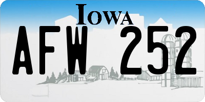 IA license plate AFW252