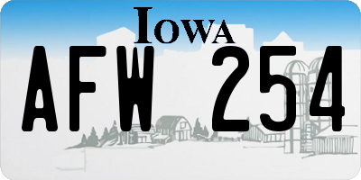 IA license plate AFW254