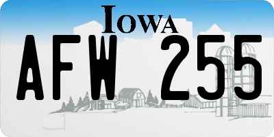 IA license plate AFW255