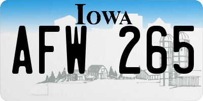 IA license plate AFW265