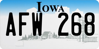 IA license plate AFW268