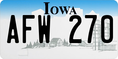 IA license plate AFW270
