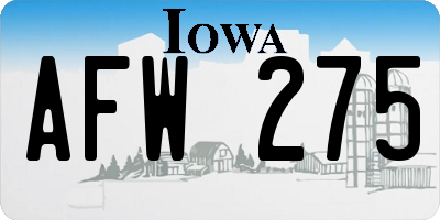 IA license plate AFW275