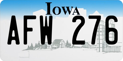 IA license plate AFW276
