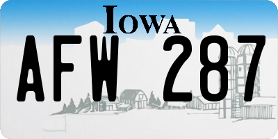IA license plate AFW287