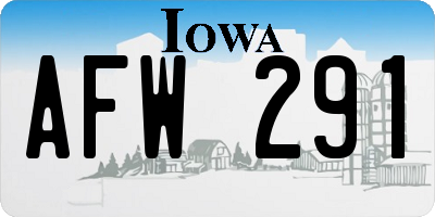 IA license plate AFW291