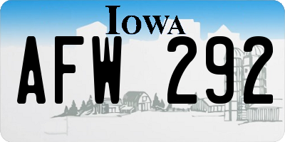 IA license plate AFW292