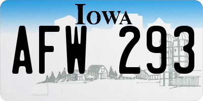 IA license plate AFW293