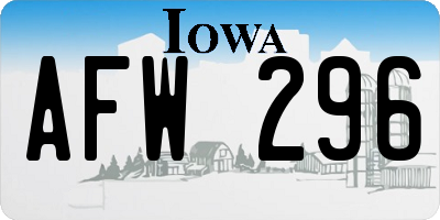 IA license plate AFW296
