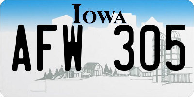 IA license plate AFW305